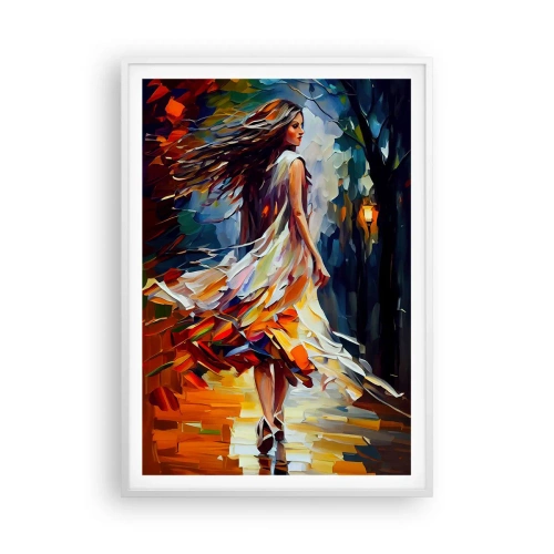 Pôster em moldura branca - Garota outono - 70x100 cm