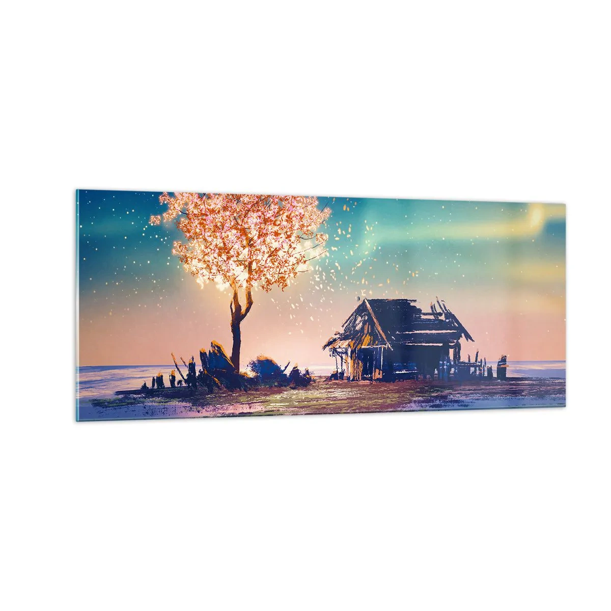 Quadro em vidro - A natureza não passa - 100x40 cm