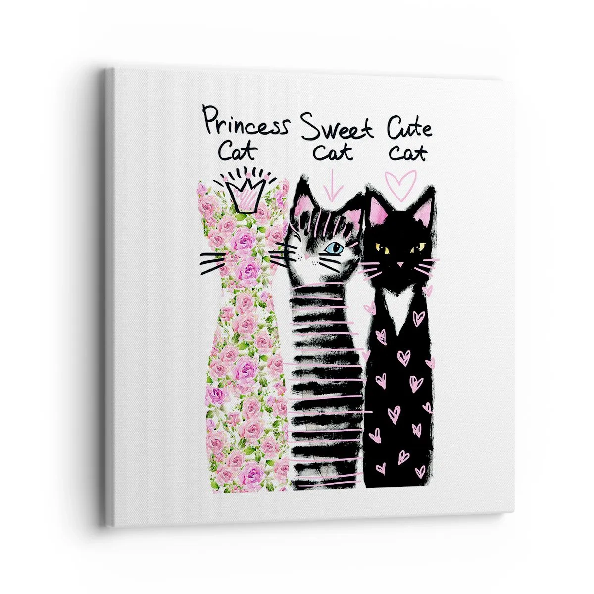 Quadro em tela - Os três gatos - 30x30 cm