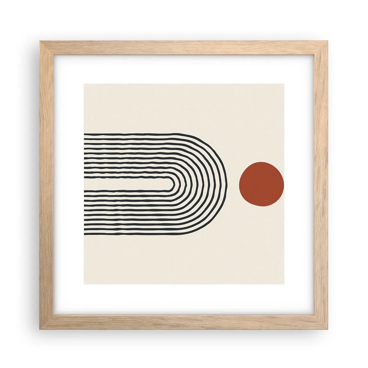 Pôster com moldura de carvalho claro - Magnetismo de formas e cores - 30x30 cm