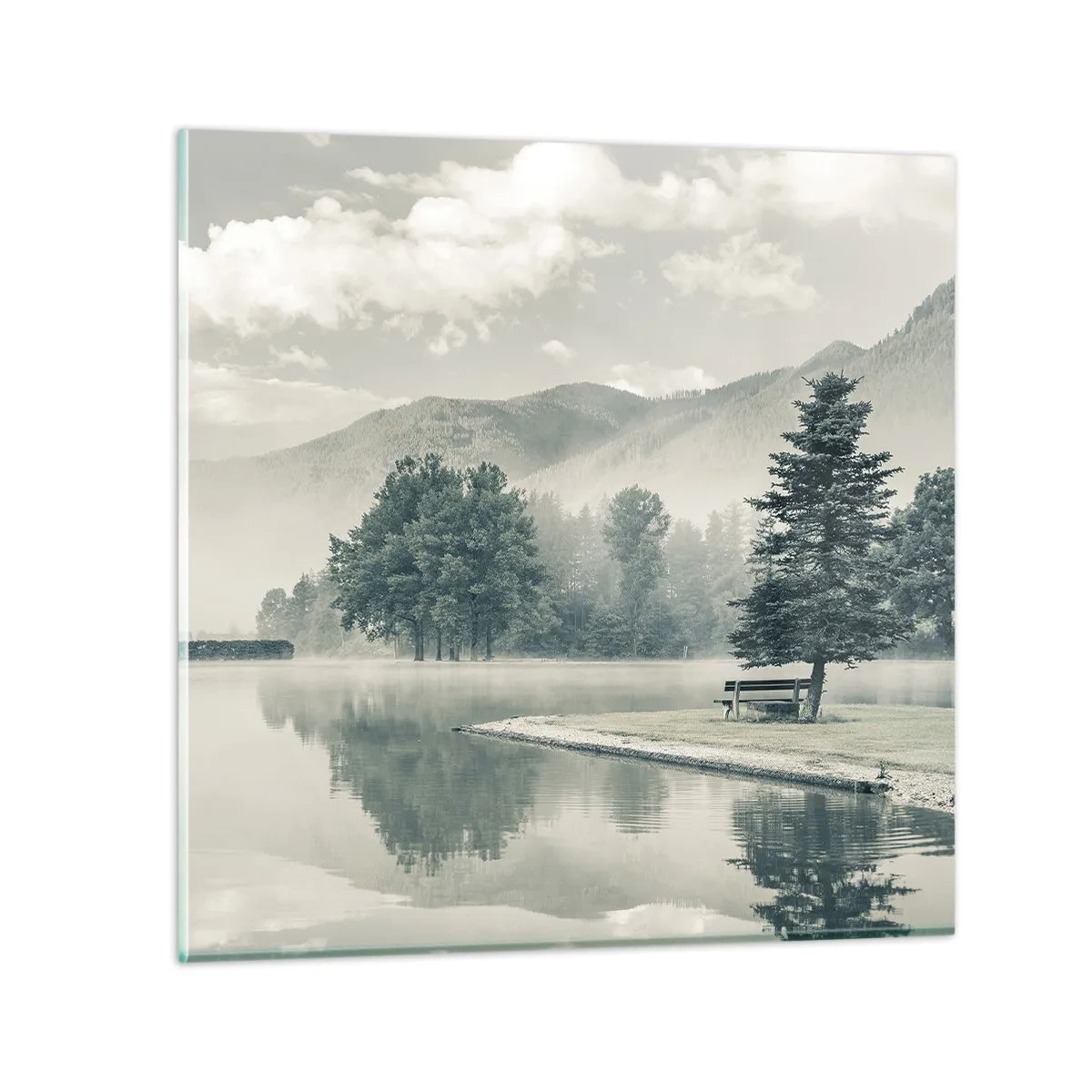 Quadro em vidro - O lago ainda está a dormir - 50x50 cm