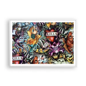 Pôster em moldura branca - O sonho do tatuador - 100x70 cm