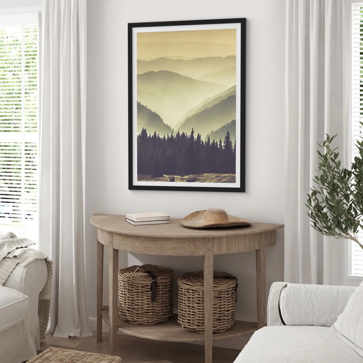 Pôster com moldura preta - Atrás das sete montanhas... - 40x50 cm