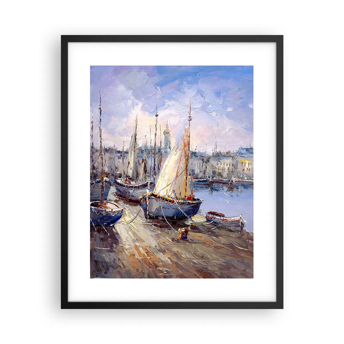 Pôster com moldura preta - Uma cidade à beira da baía - 40x50 cm