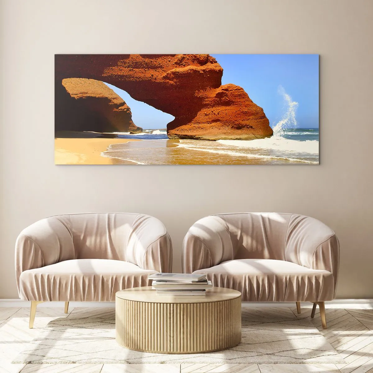 Quadro em vidro - Água e vento por milhares de anos - 90x30 cm