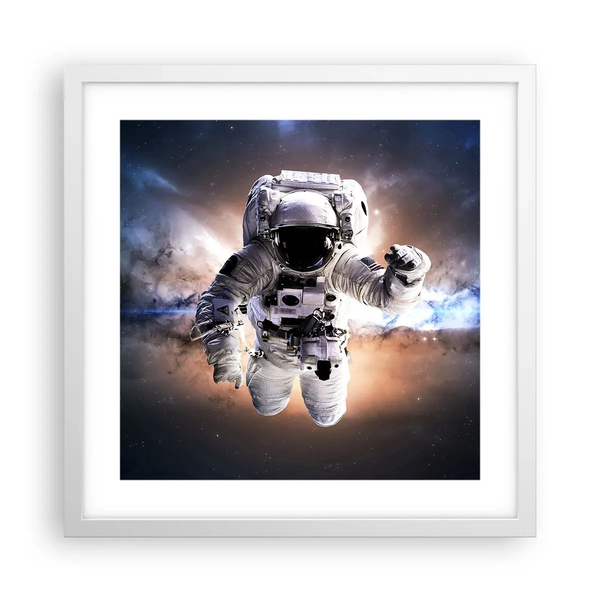 Pôster em moldura branca - Saudações do espaço - 40x40 cm