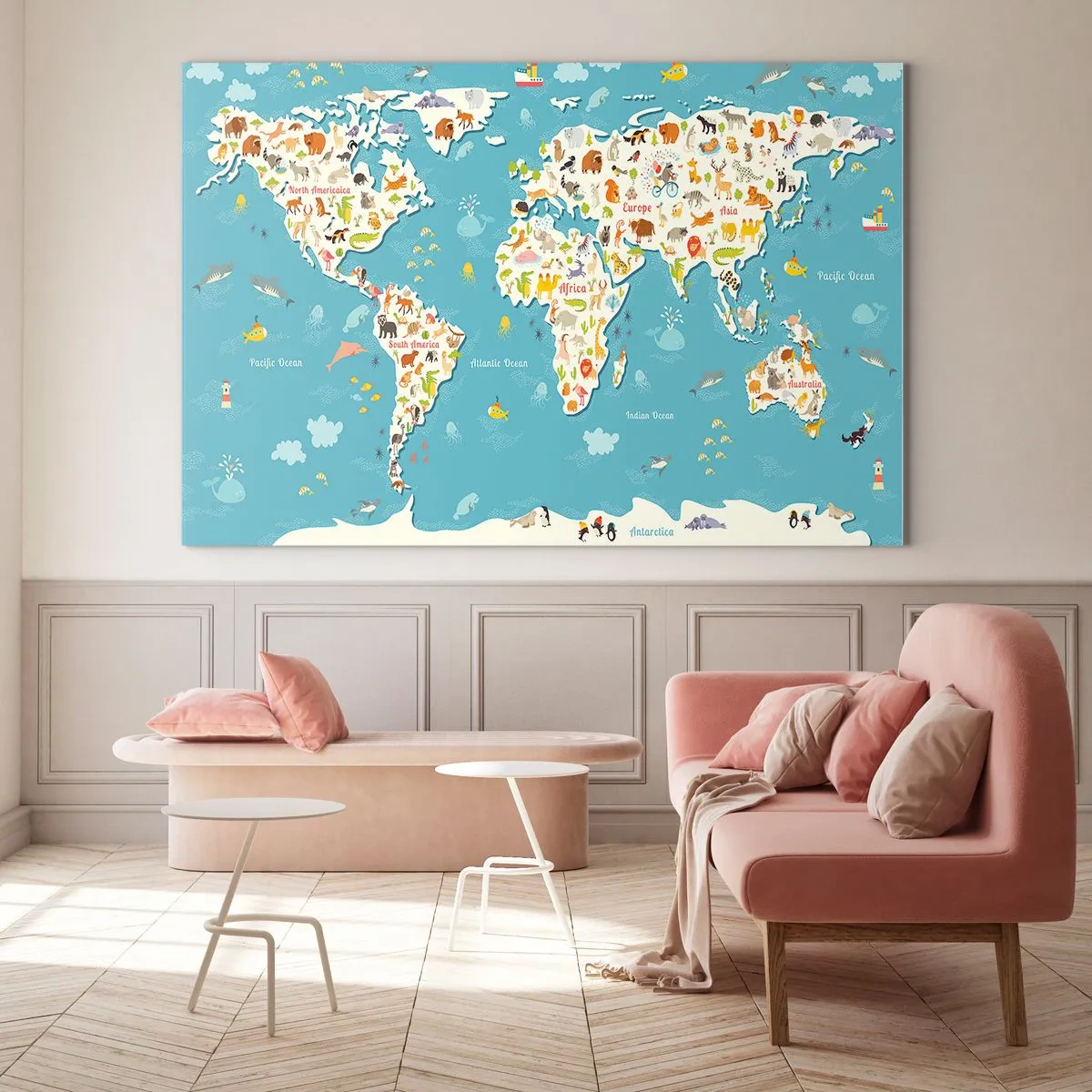 Quadro em vidro - Nós amamos o mundo inteiro - 100x70 cm