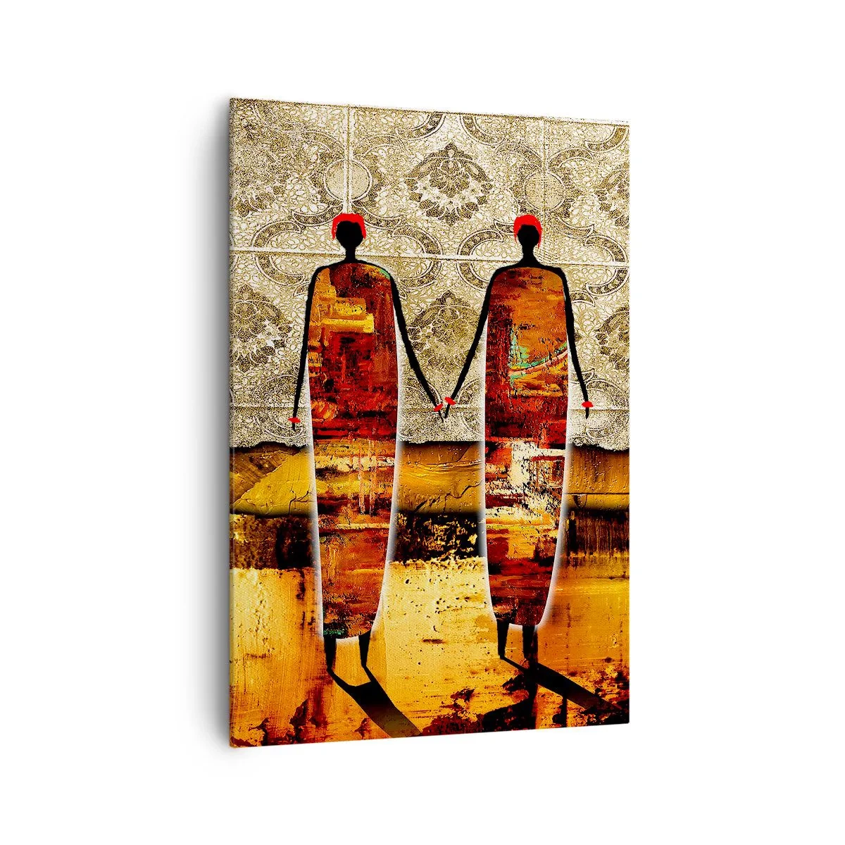 Quadro em tela - Composição étnica nas cores da África - 70x100 cm