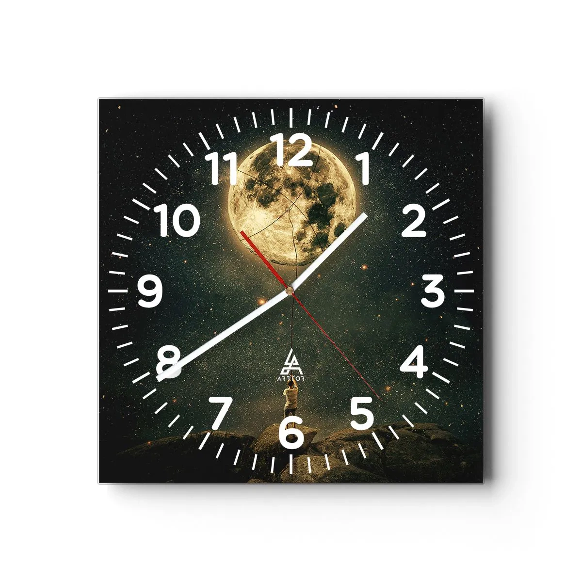 Relógio de parede - Relógio em vidro - Aquele que roubou a lua - 40x40 cm
