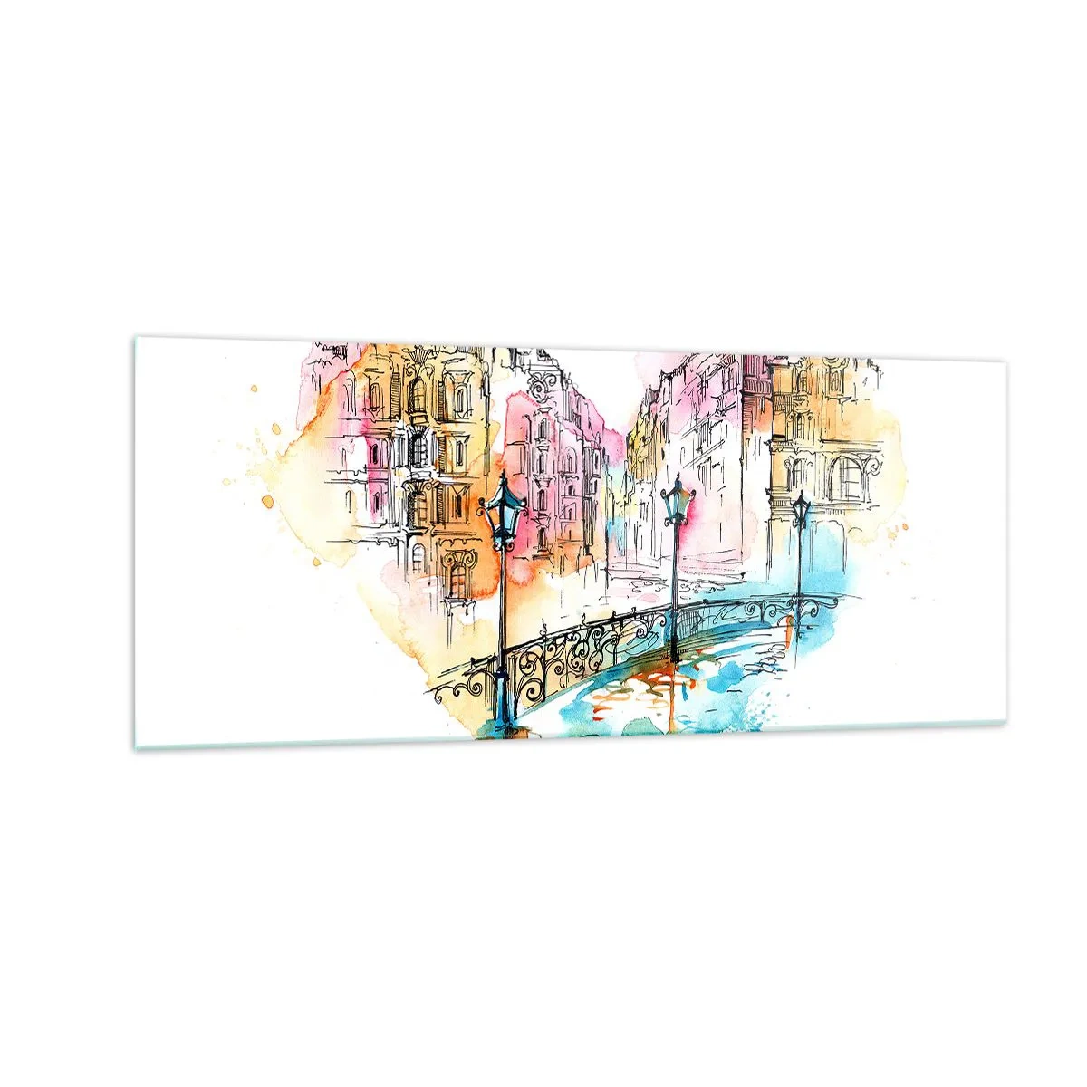 Quadro em vidro - O coração da cidade - 100x40 cm