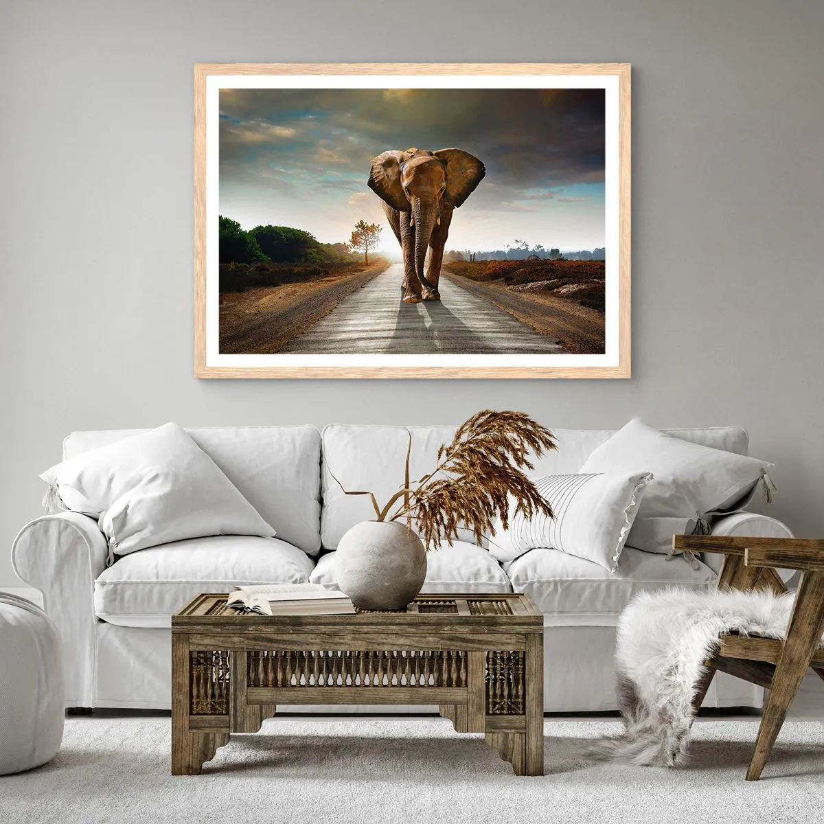 Pôster com moldura de carvalho claro - Não faz parte da composição da porcela - 100x70 cm