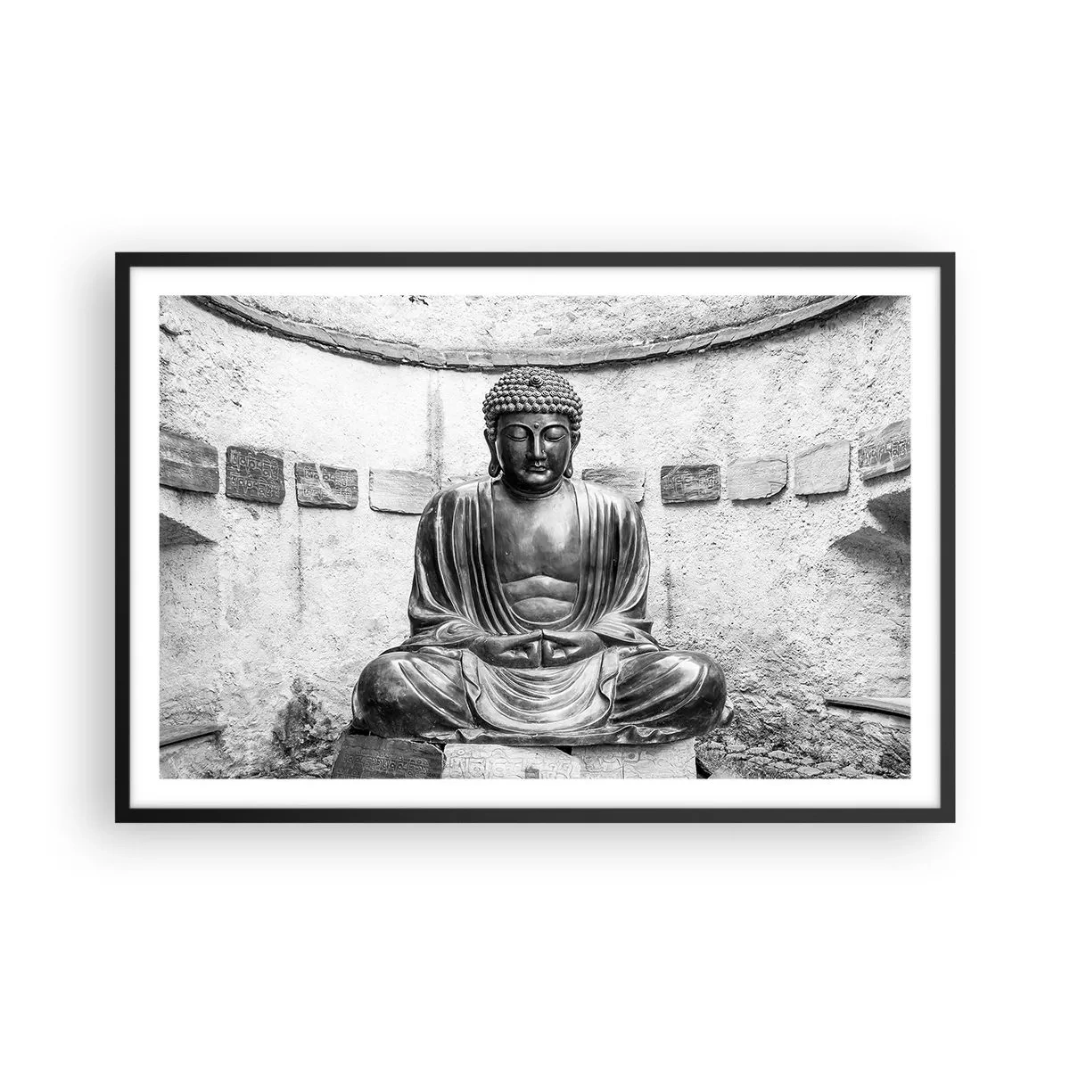 Pôster com moldura preta - Na fonte da paz - 91x61 cm
