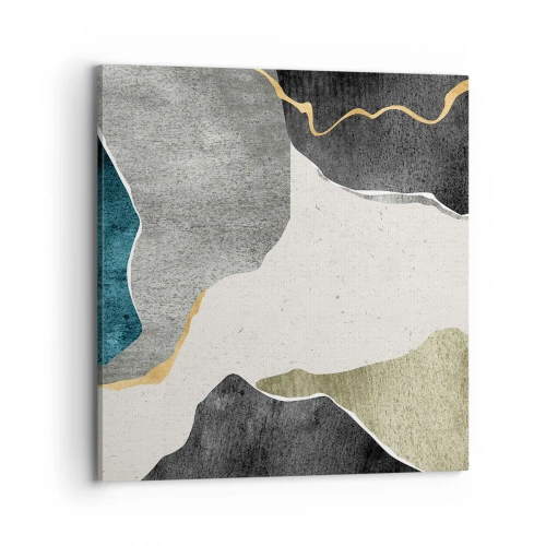 Quadro em tela - Composição de mosaico com fio de ouro - 70x70 cm