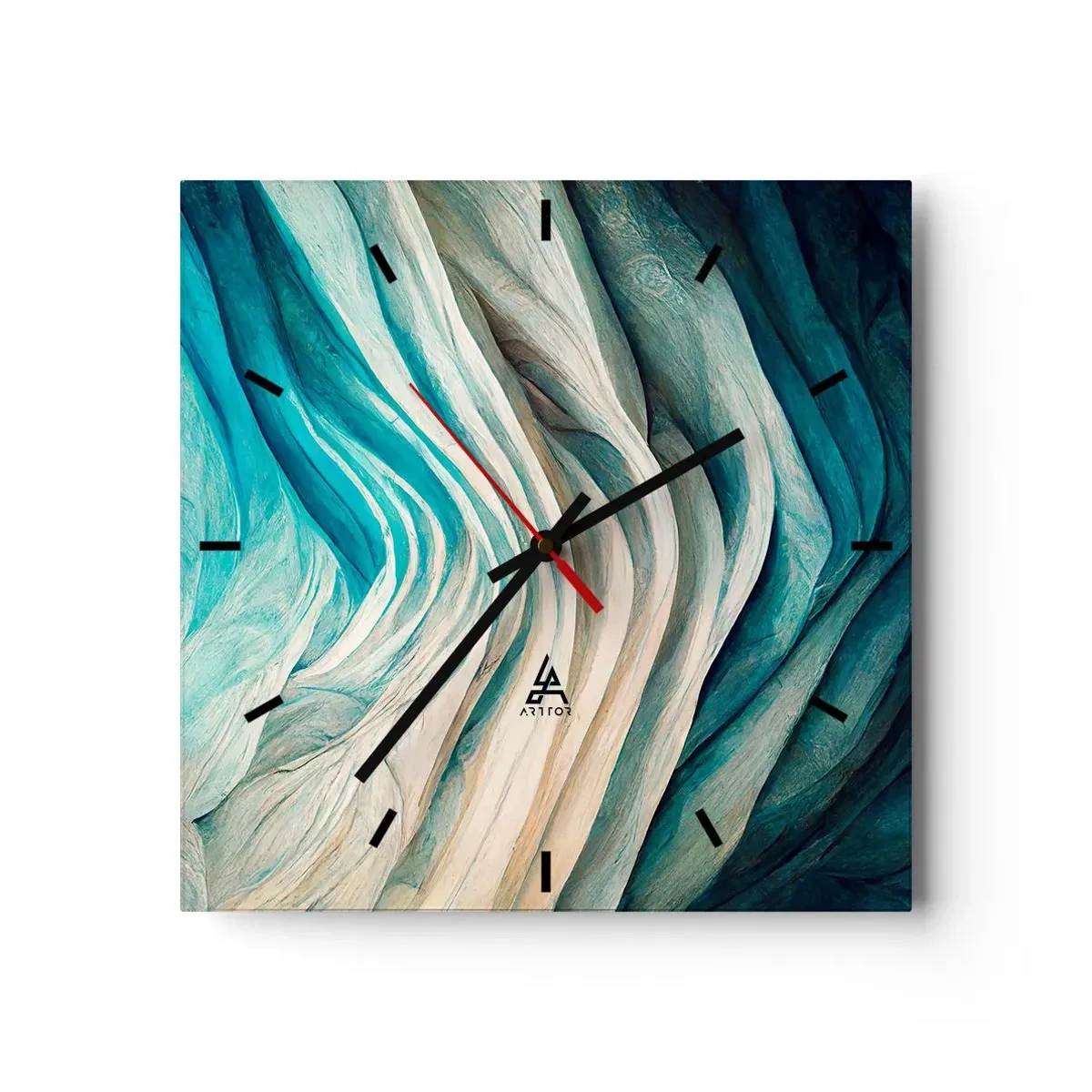 Relógio de parede - Relógio em vidro - Insaciabilidade azul - 30x30 cm