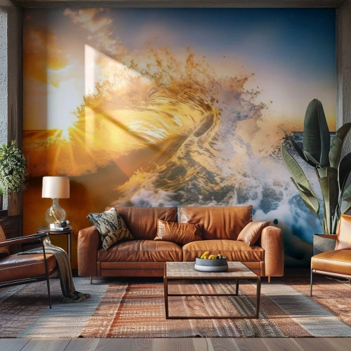 Papel de Parede Premium Canvas - Diversão na areia - Aceno, Mar, Água - 200x140 cm