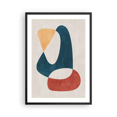 Pôster com moldura preta - Uma composição abstrata de formas geométricas em cores quentes. - 50x70cm - Influências e metamorfoses - Decoração de parede moderna para a sala de estar e quarto ARTTOR
