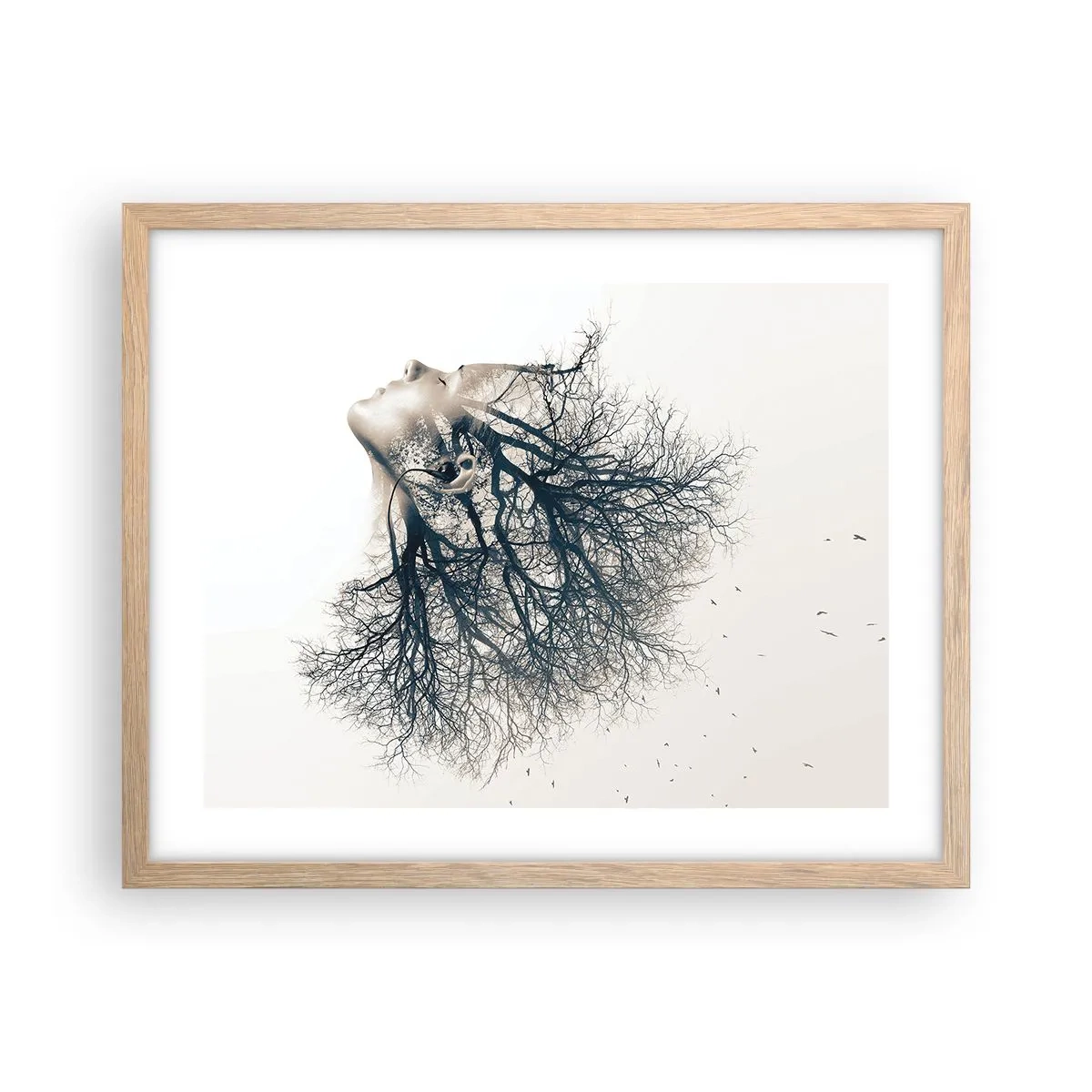 Pôster com moldura de carvalho claro - Ouvir o sussurro da árvore - 50x40 cm