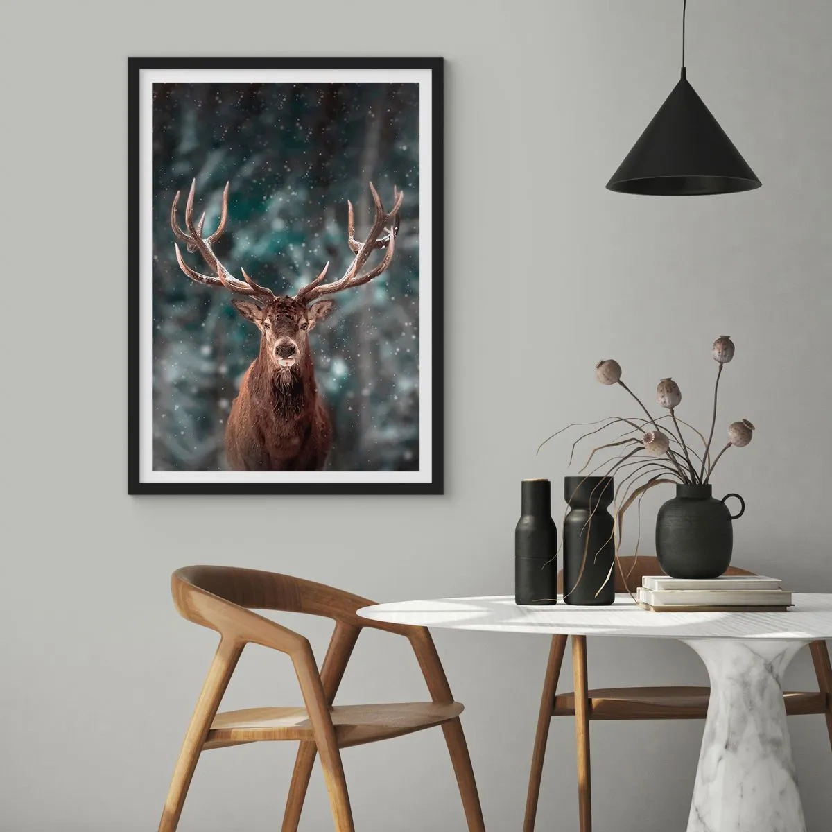 Pôster com moldura preta - O rei coroado da floresta  - 61x91 cm