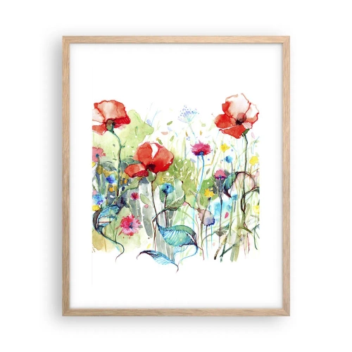 Pôster com moldura de carvalho claro - Prado florido de maio - 40x50 cm