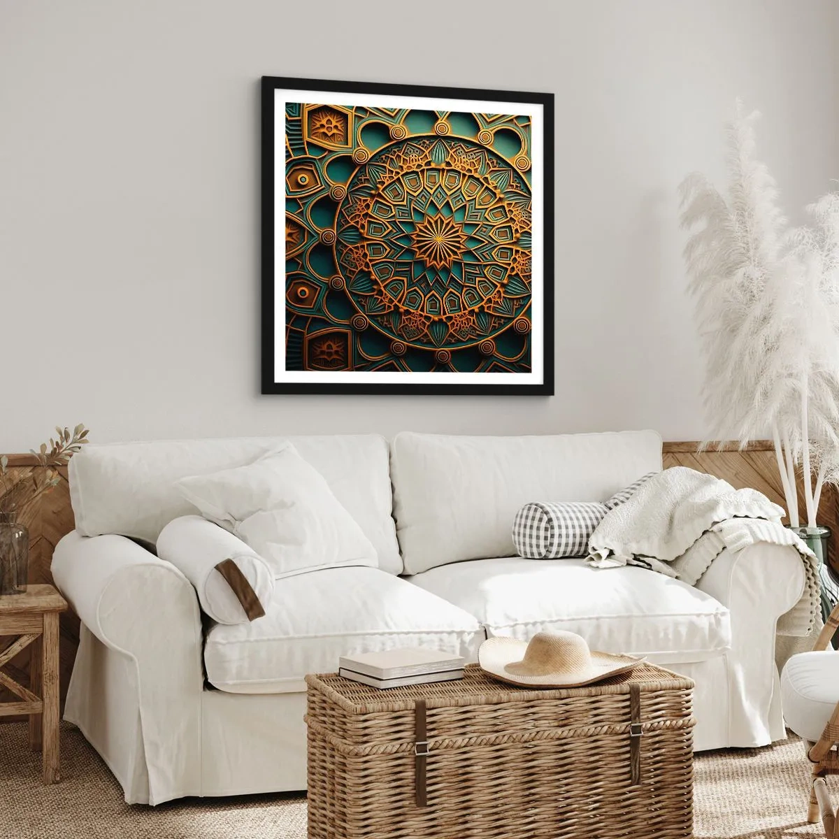 Pôster com moldura preta - Em uma atmosfera árabe - 60x60 cm