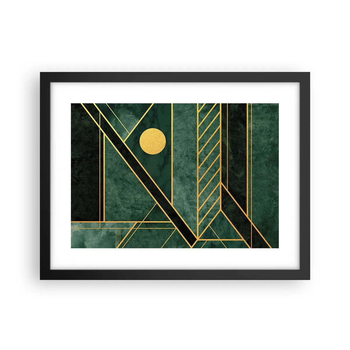 Pôster com moldura preta - A dinâmica do ouro e do azul - 40x30 cm