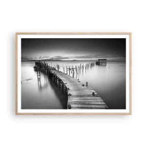 Pôster com moldura de carvalho claro - A tranquilidade de uma costa esquecida - 100x70 cm