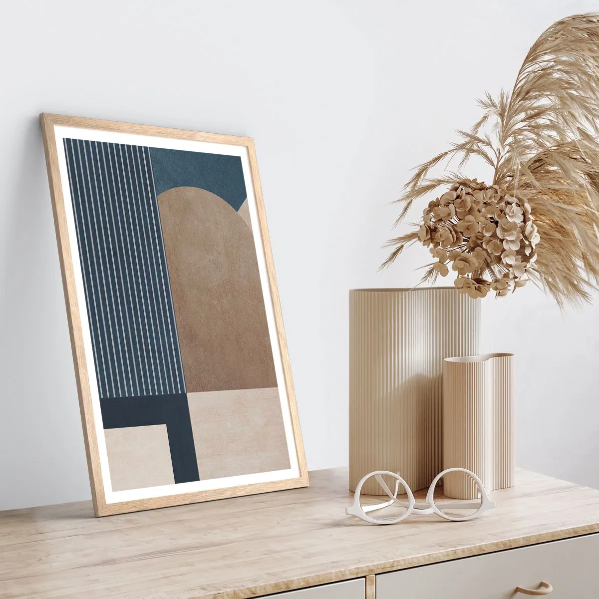Pôster com moldura de carvalho claro - Uma composição de simplicidade e redondeza - 61x91 cm