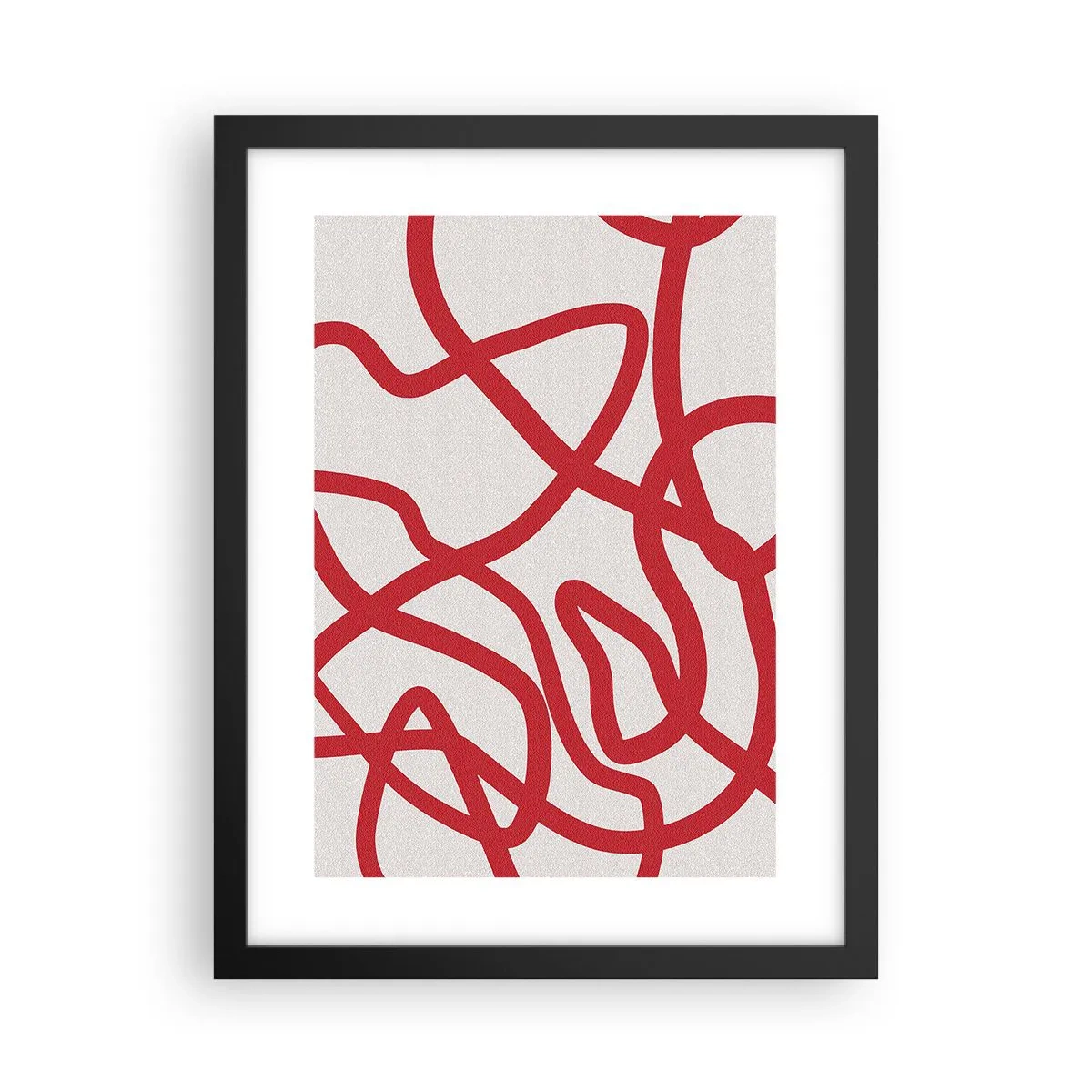 Pôster com moldura preta - Vermelho em branco - 30x40 cm