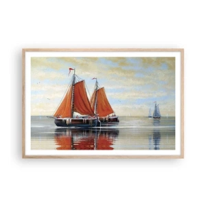 Pôster com moldura de carvalho claro - A velejar, marujo… - 91x61 cm