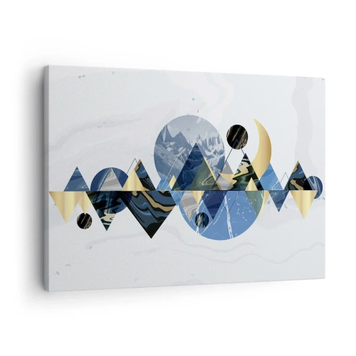 Quadro em tela - Padrões geométricos abstratos com motivos de montanha - 70x50cm - Paisagem geométrica - Decoração de parede moderna para a sala de estar e quarto ARTTOR