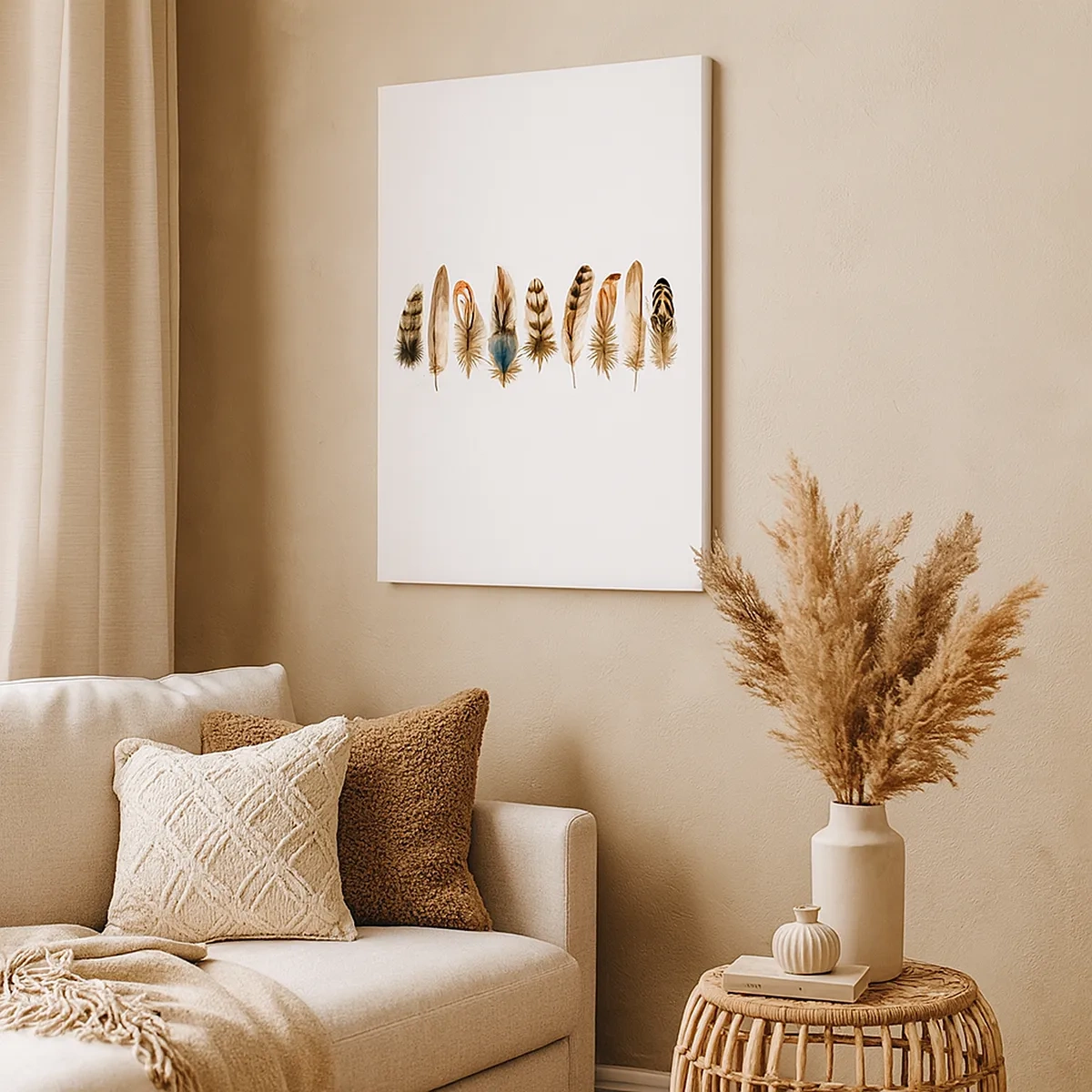 Quadro em tela - Variações de penas - 50x70 cm