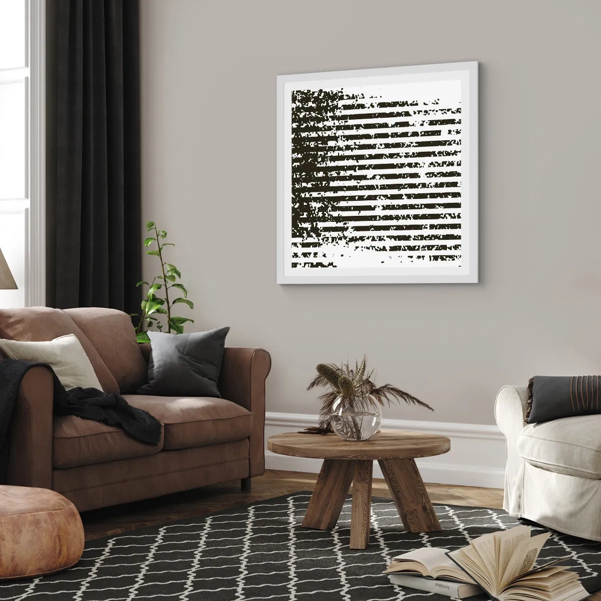 Pôster em moldura branca - Ritmo e ruído - 40x40 cm