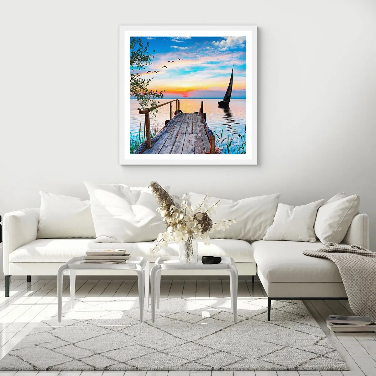 Pôster em moldura branca - Boa noite - 60x60 cm