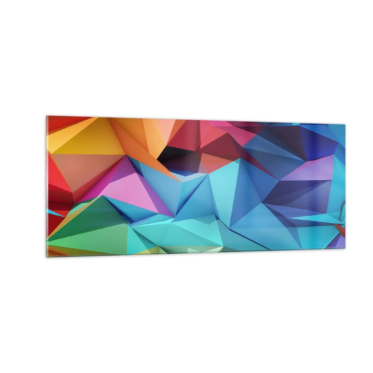 Quadro em vidro - Arco-íris de origami - 100x40 cm
