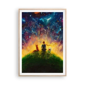 Pôster com moldura de carvalho claro - Amor e amizade - o mundo inteiro - 70x100 cm
