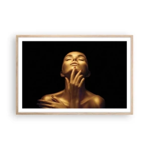 Pôster com moldura de carvalho claro - Como seda dourada - 91x61 cm