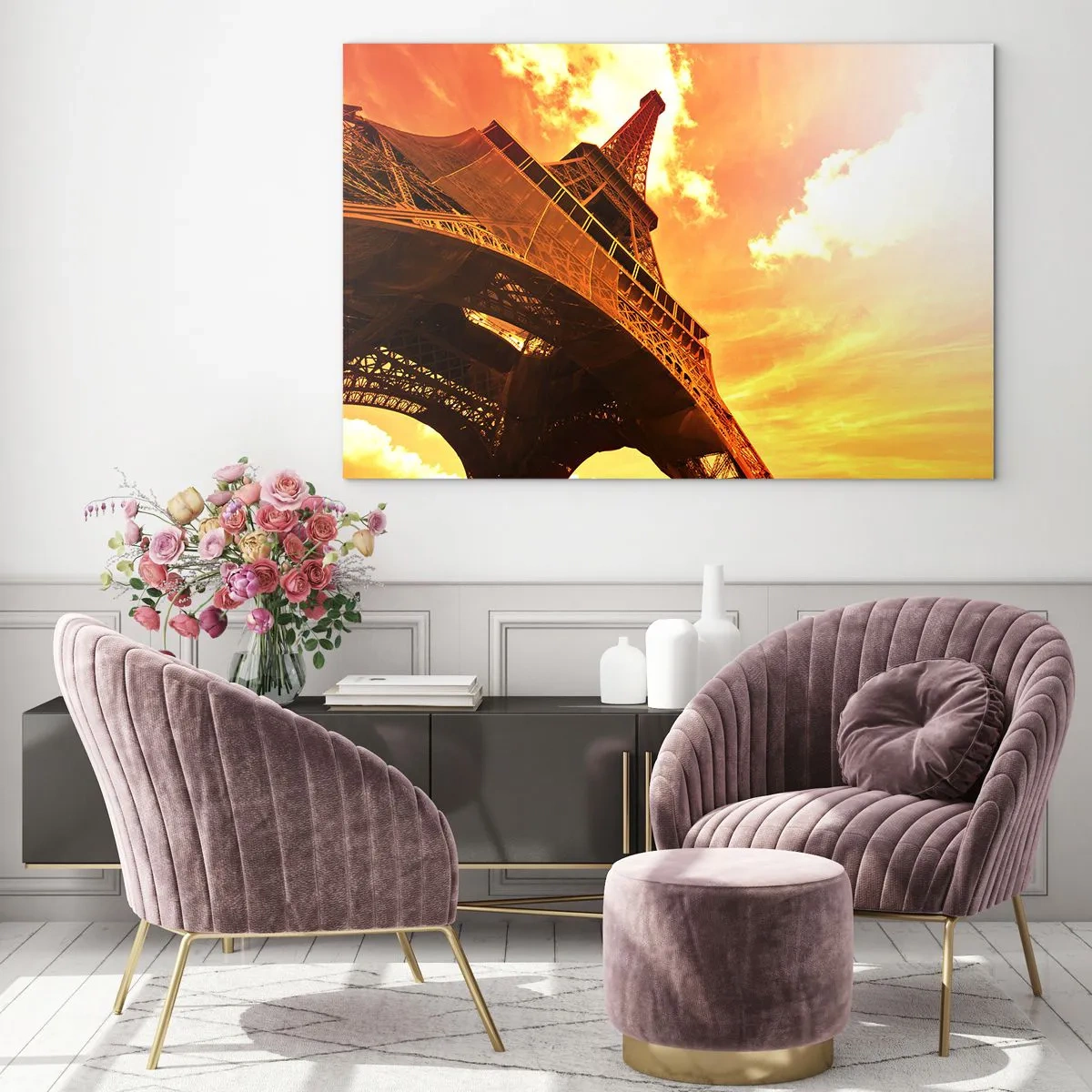 Quadro em vidro - Monumental, dourada pelo sol - 100x70 cm