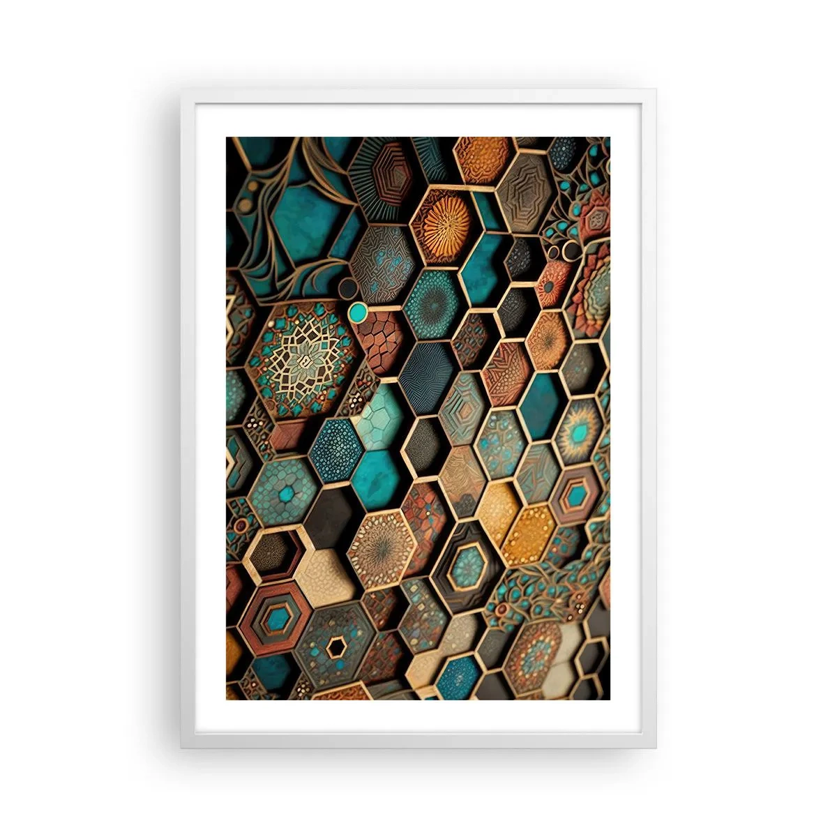 Pôster em moldura branca - Ornamentos árabes – variação - 50x70 cm
