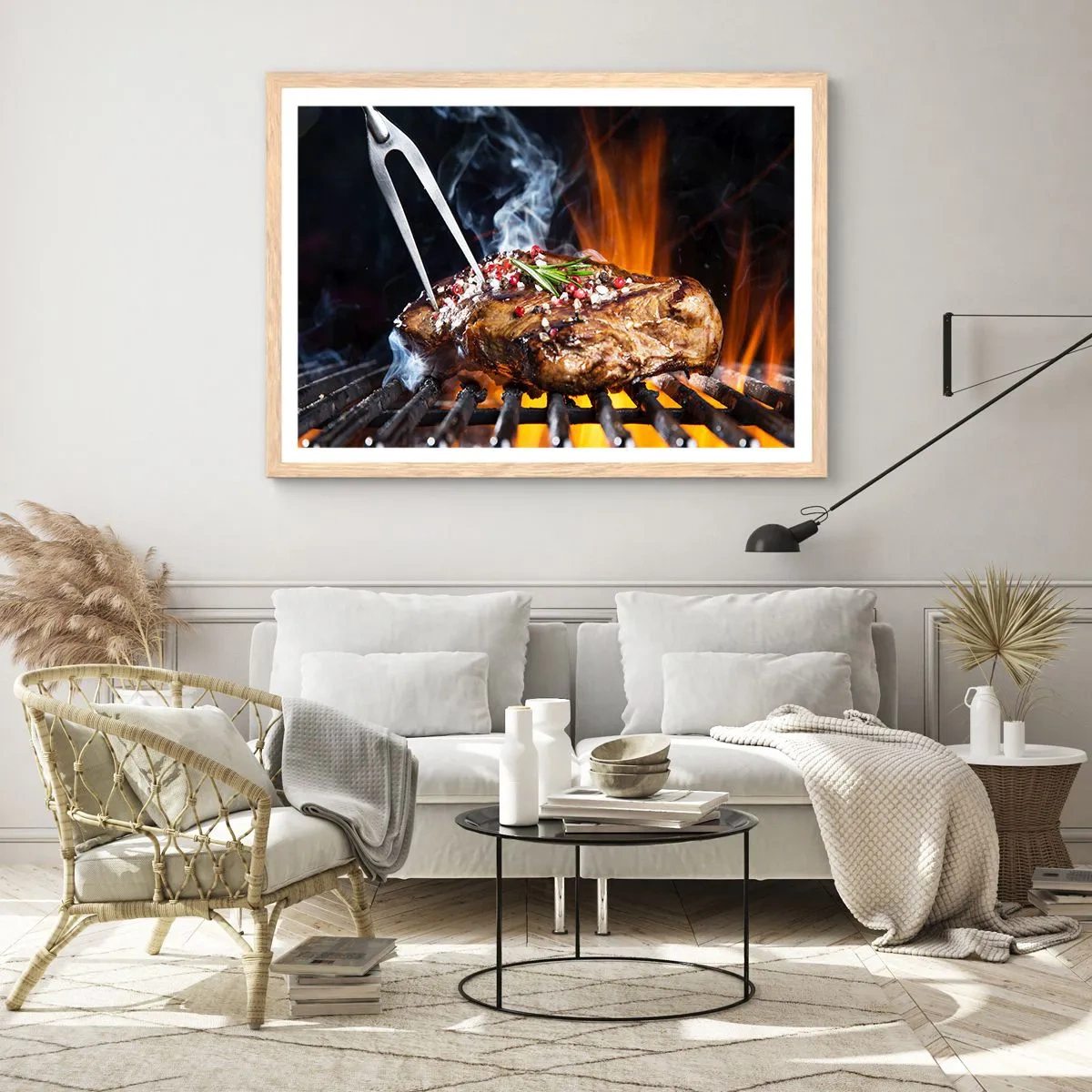 Pôster com moldura de carvalho claro - Suculenta e de bom cheiro - 50x40 cm