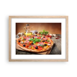 Pôster com moldura de carvalho claro - Com um sabor verdadeiramente italiano - 40x30 cm