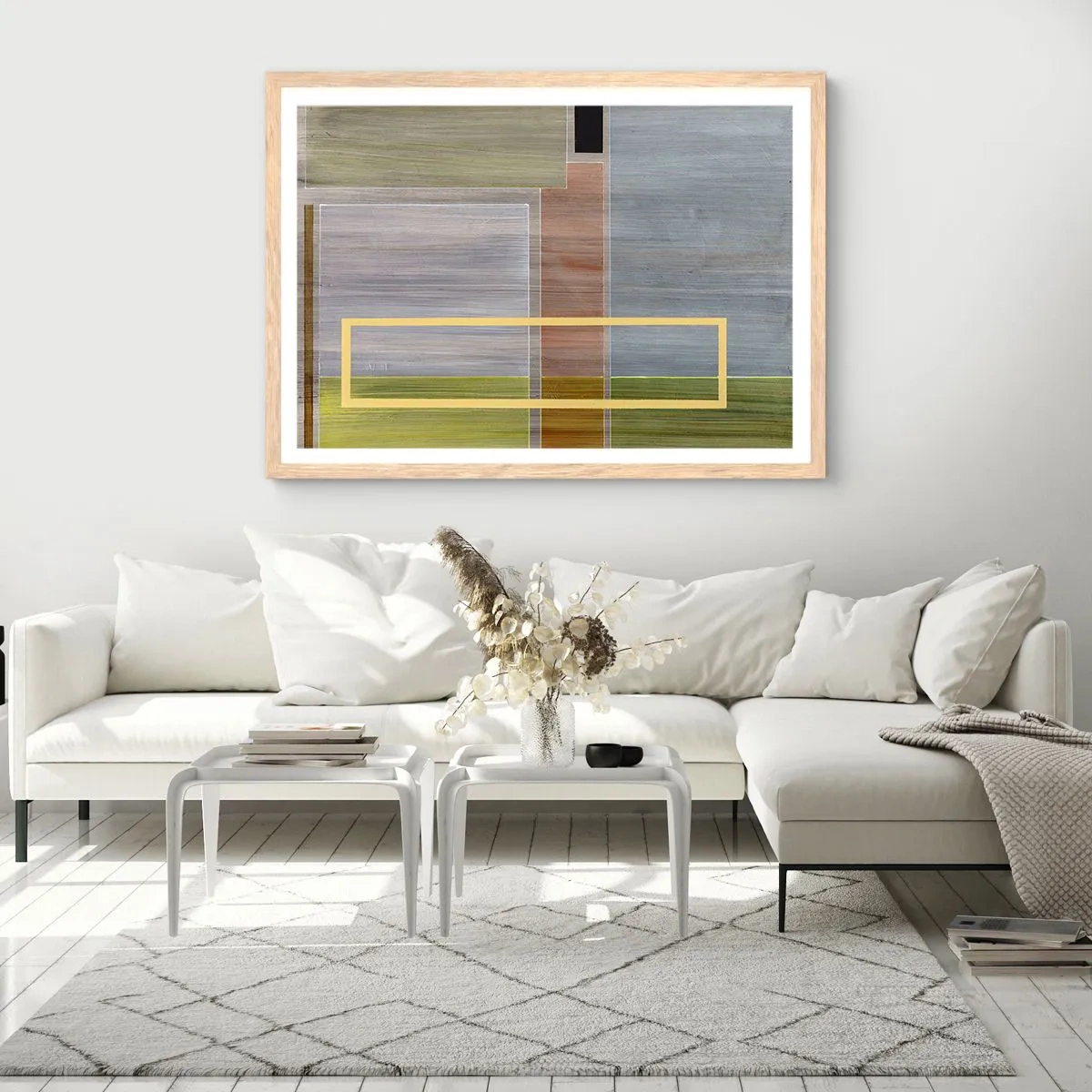 Pôster com moldura de carvalho claro - Simples e calmo - 100x70 cm