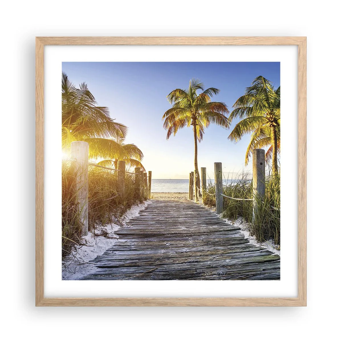 Pôster com moldura de carvalho claro - Direto para o paraíso - 50x50 cm