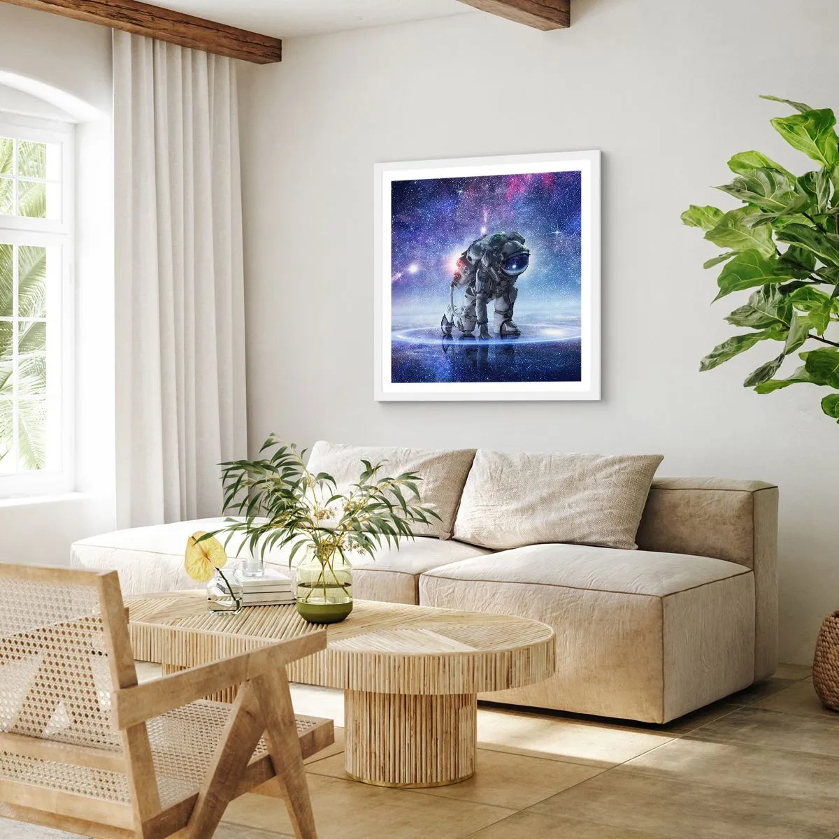 Pôster em moldura branca - Céu estrelado acima de mim - 60x60 cm