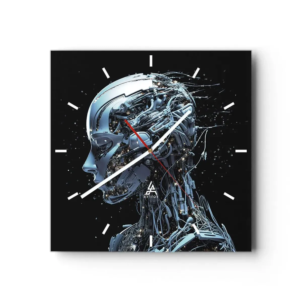 Relógio de parede - Relógio em vidro - A tecnologia é uma mulher - 30x30 cm