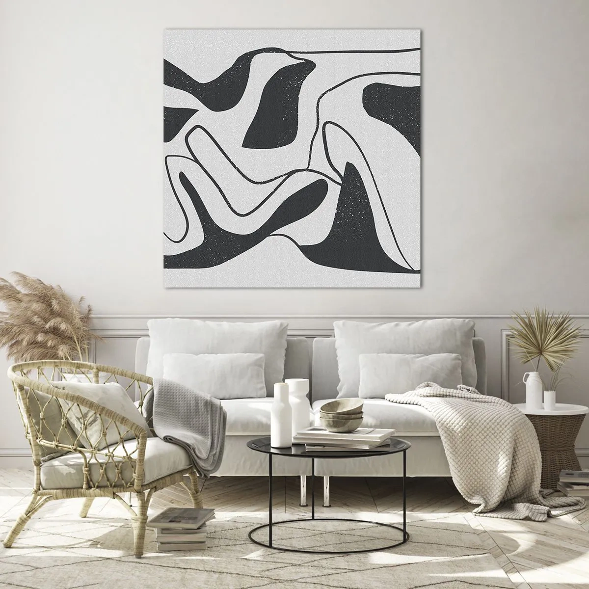 Quadro em vidro - Labirinto abstrato divertido - 40x40 cm