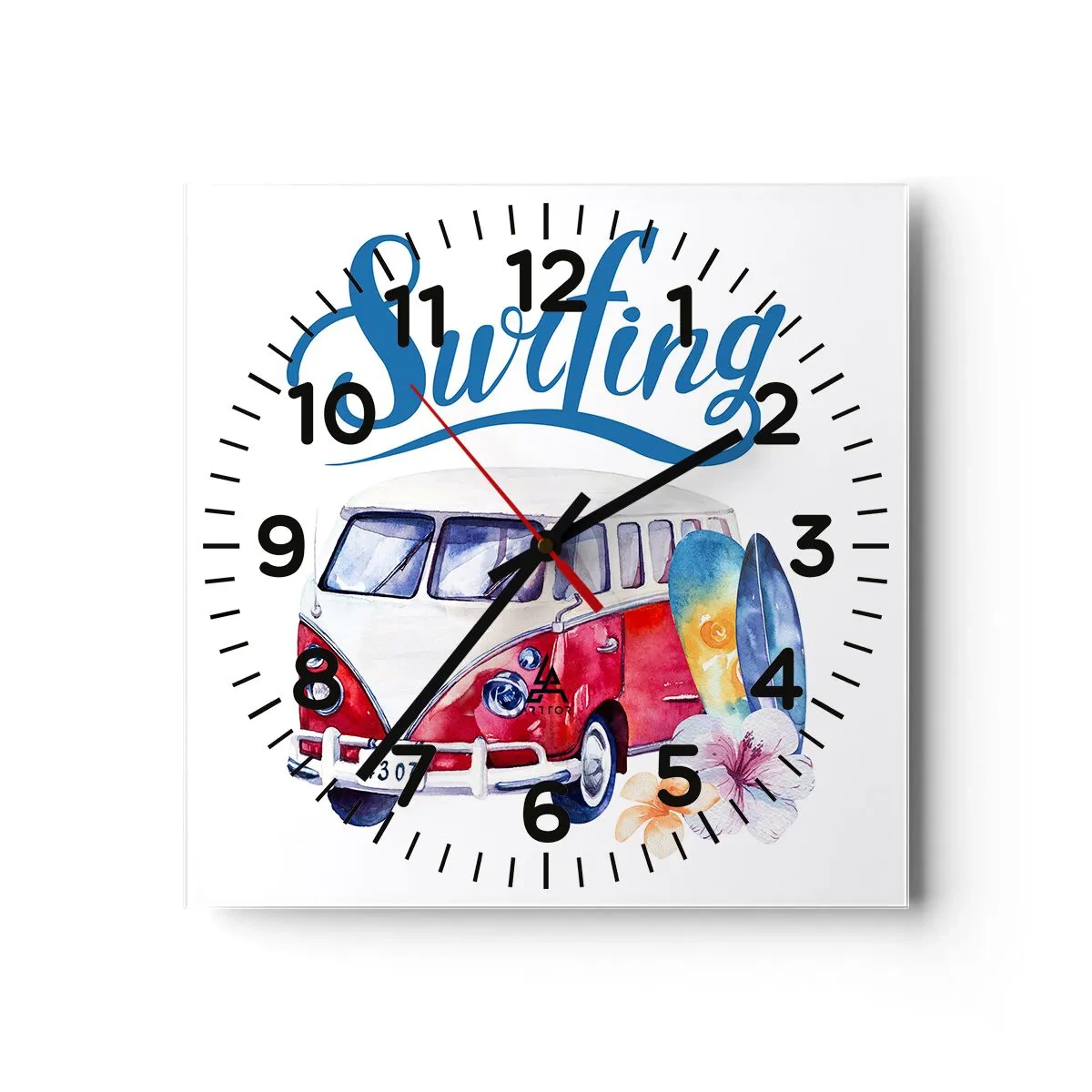 Relógio de parede - Relógio em vidro - Pepino - um clássico para um surfista - 40x40 cm