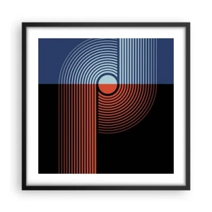 Pôster com moldura preta - Num abraço geométrico - 50x50 cm