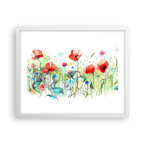 Pôster em moldura branca - Prado florido de maio - 50x40 cm
