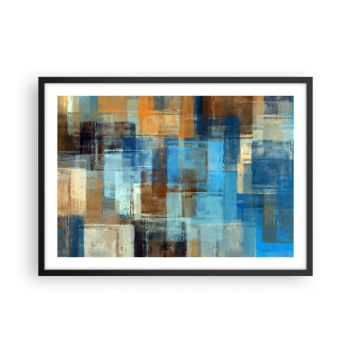 Pôster com moldura preta - Através da cortina azul - 70x50 cm