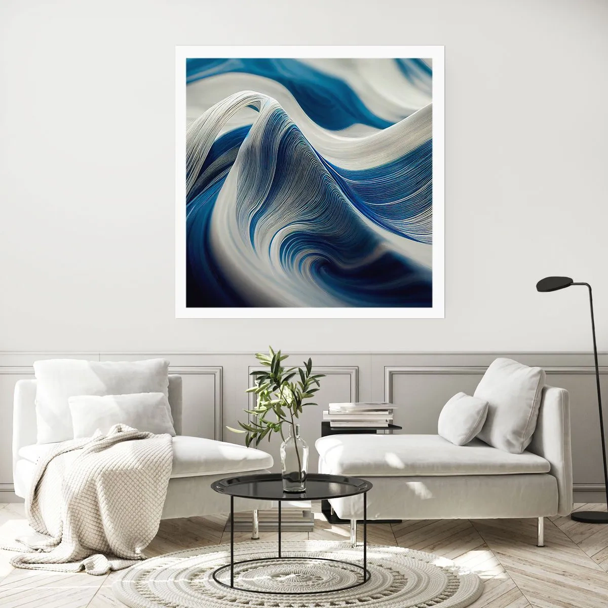 Pôster - A fluidez do azul e do branco - 30x30 cm